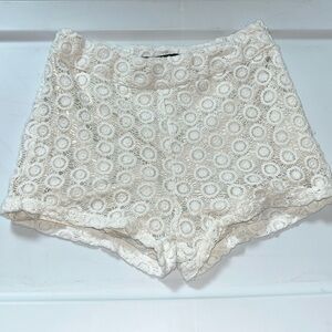 Forever21 Cream White Lined Crochet Lace Shorts Size XS